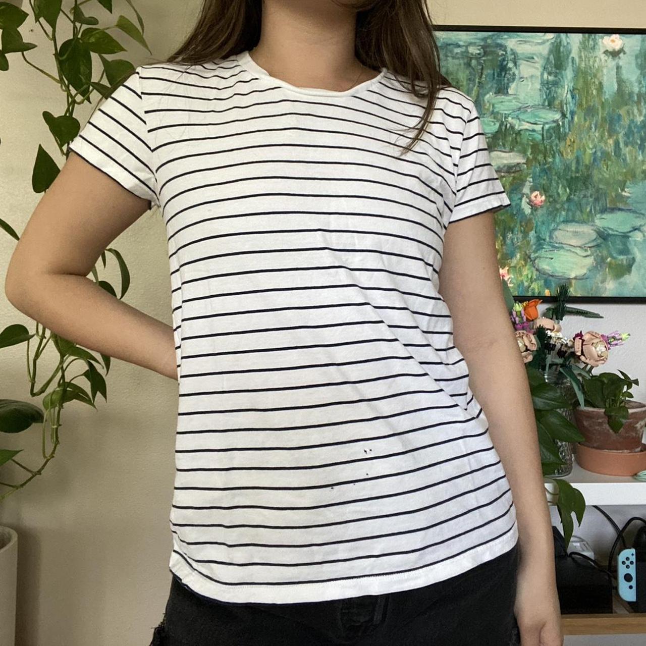 Brandy melville black hotsell and white striped shirt