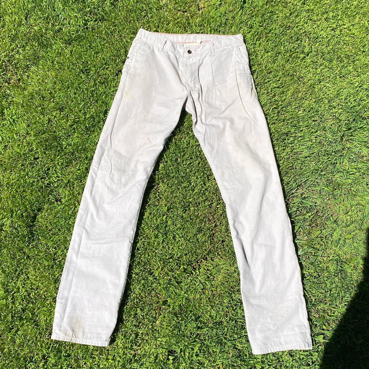 Men's Grey and White Trousers | Depop