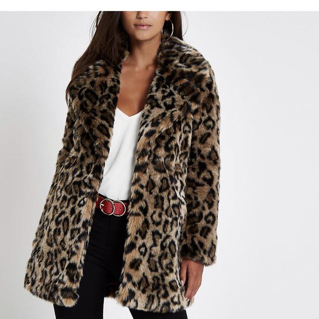 Leopard print coat river island best sale