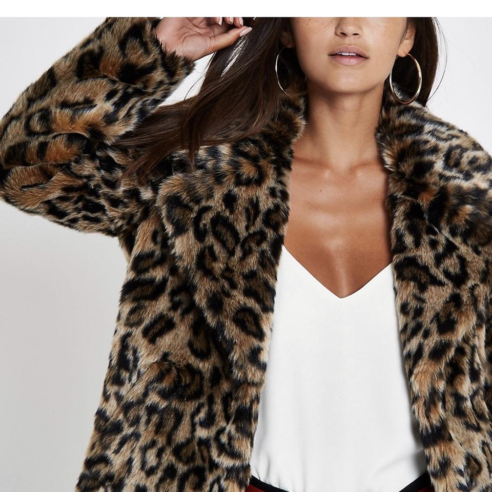 River island leopard 2025 print fur coat