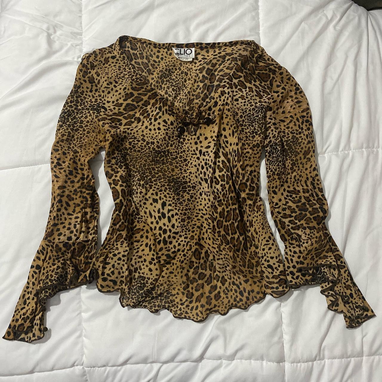 Leopard print Blouse with Flare-like ruffle sleeves. - Depop