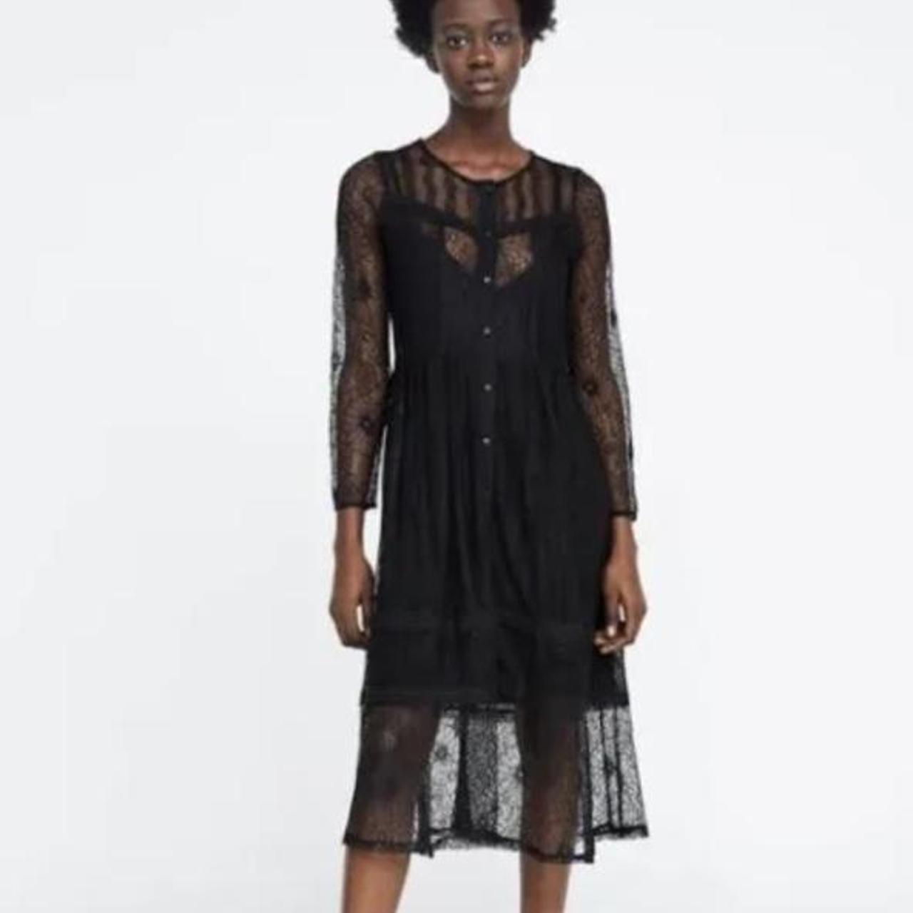 Contrasting lace dress zara sale