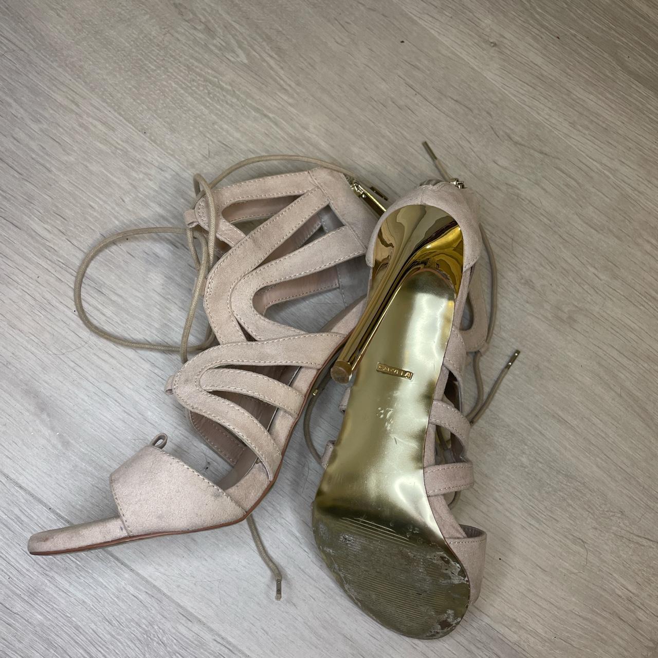 Carvela nude lace up heels Good condition but some... - Depop