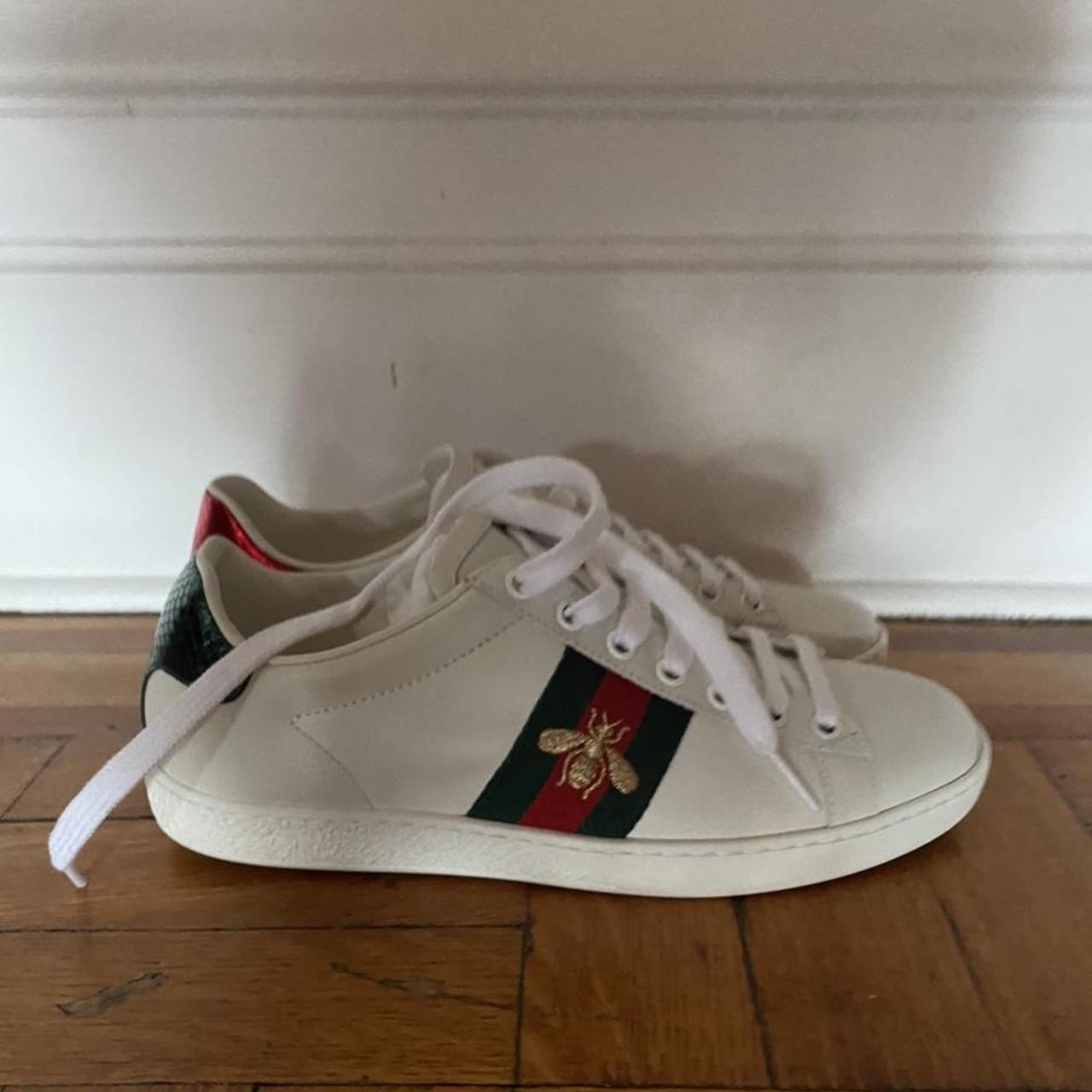 authentic gucci ace sneakers size 35 1/2 worn like... - Depop