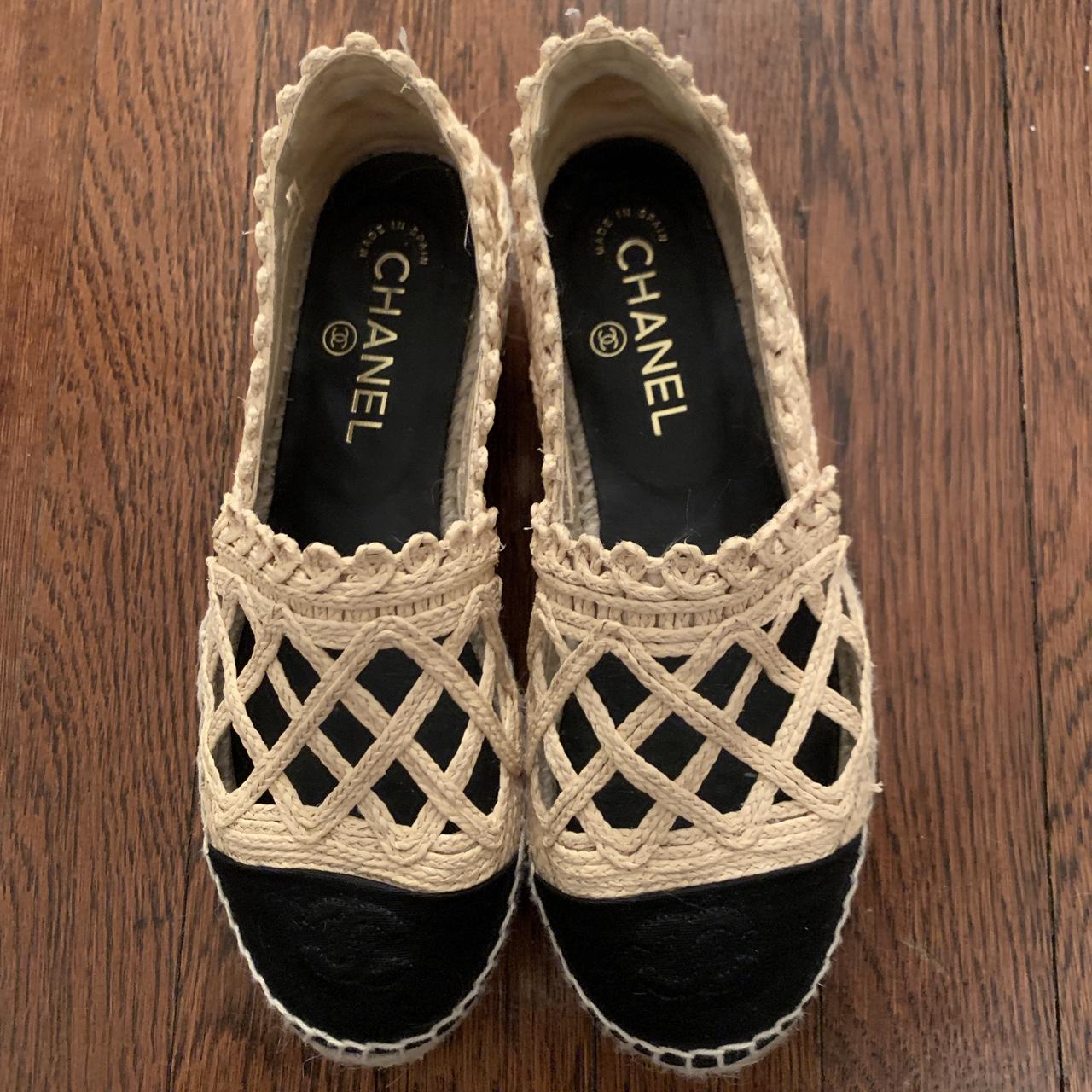 chanel lace espadrilles