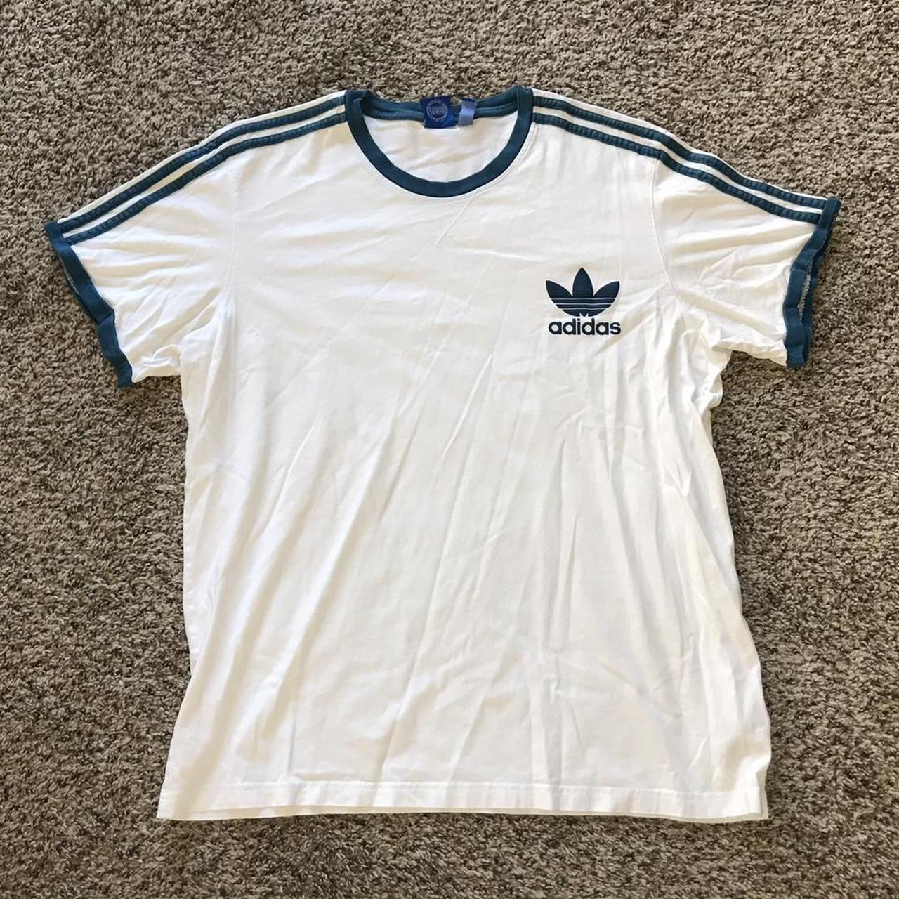 Y2K Adidas the brand with the three stripes T-Shirt.... - Depop