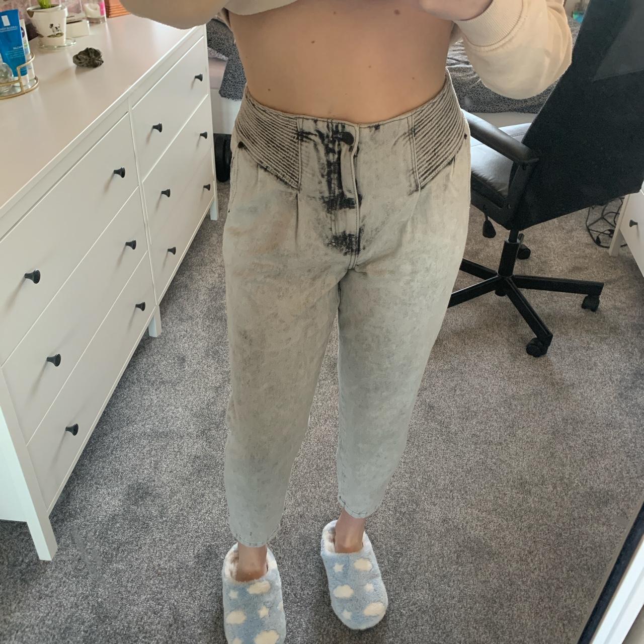 grey acid wash high waisted jeans from river island... - Depop