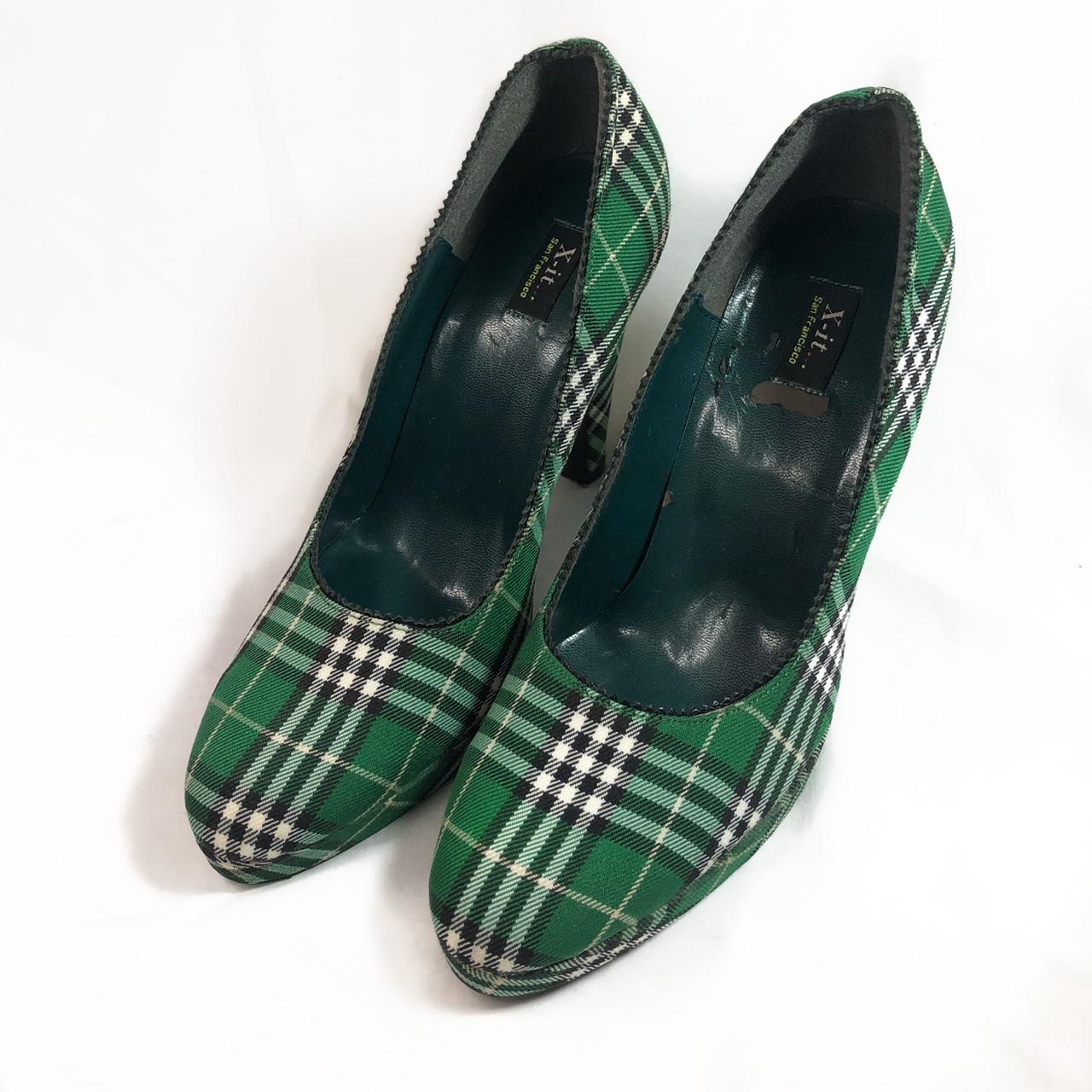 green plaid heels