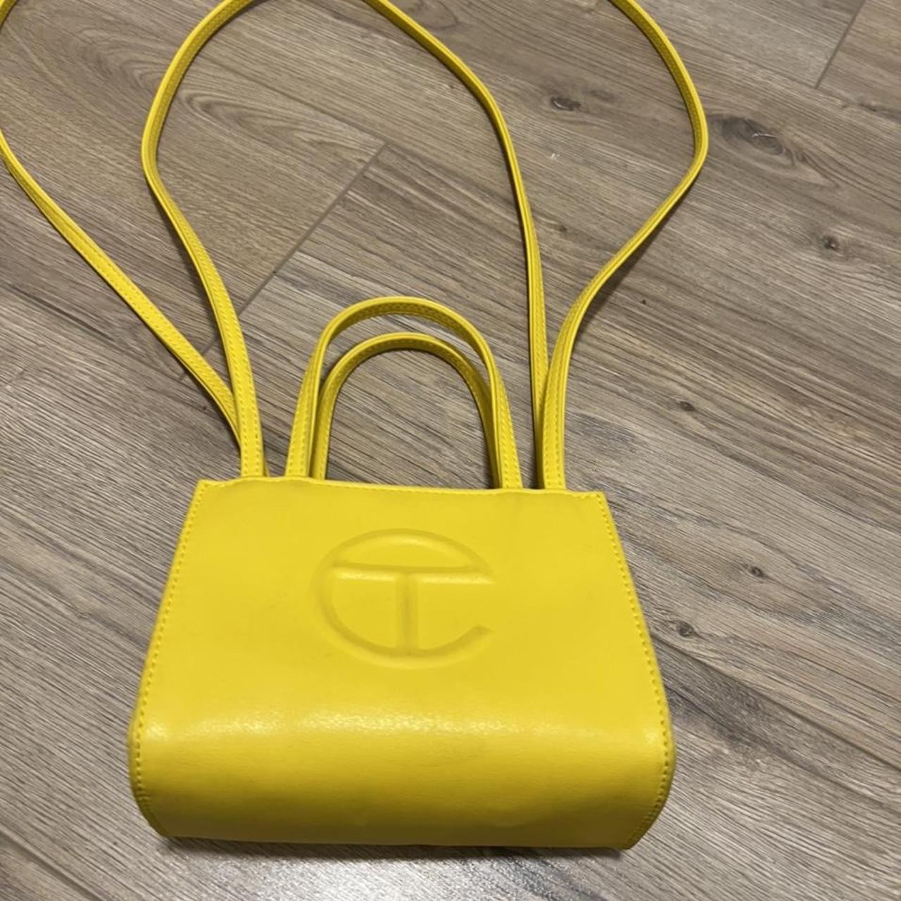 Yellow Telfar small bag. 100% authentic, purchased... - Depop