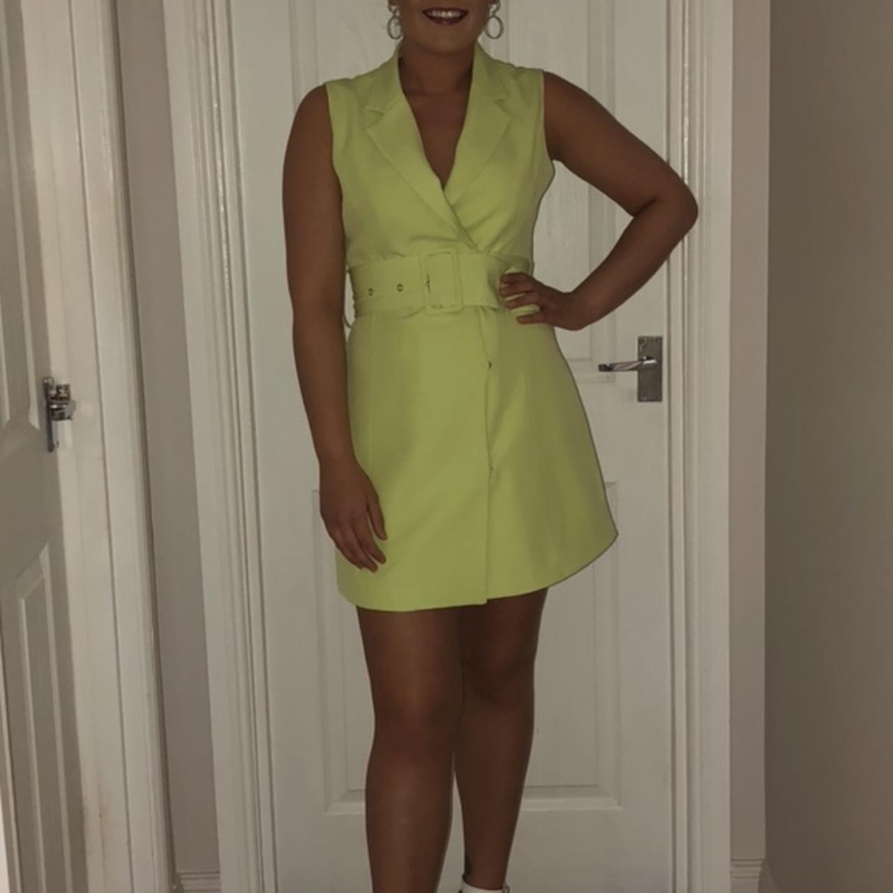 Neon lime belted blazer dress Missguided Size 8 Such