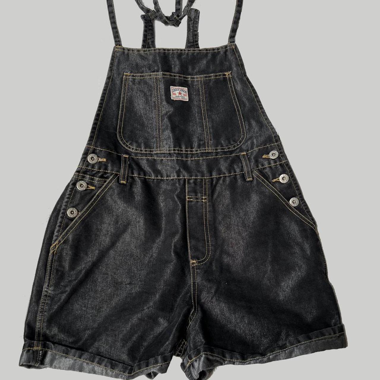 London Fog Women's Black and Silver Dungarees-overalls