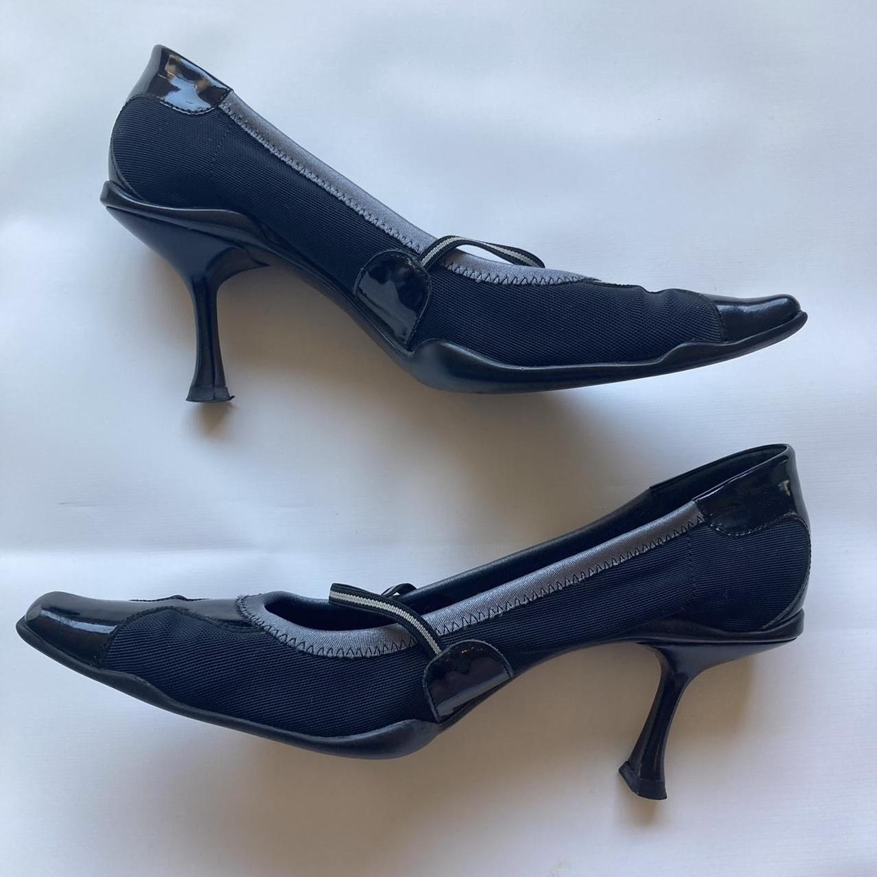 1999 vintage 90s Prada heels in mesh with a bit of a... - Depop