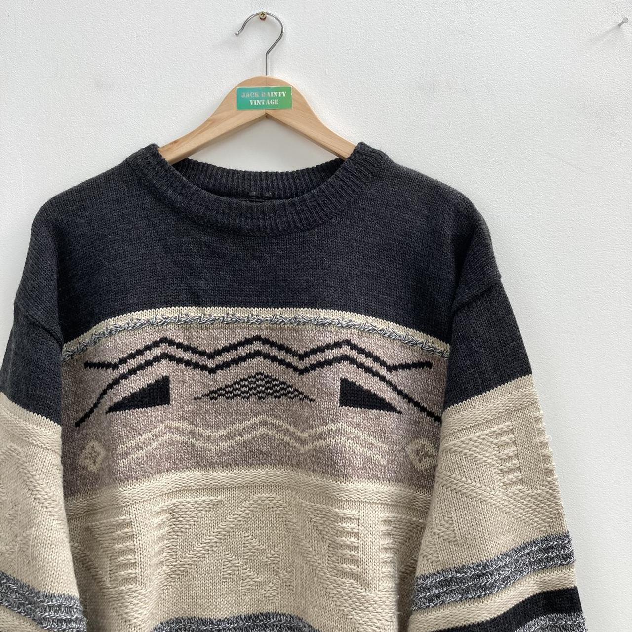 Vintage patterned knitted jumper This is our best... - Depop