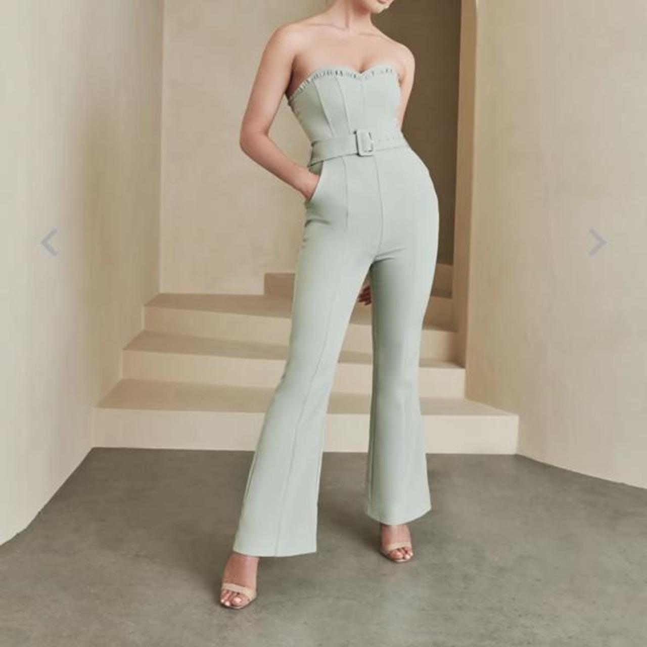 Lavish alice origami folded bandeau jumpsuit in sage online