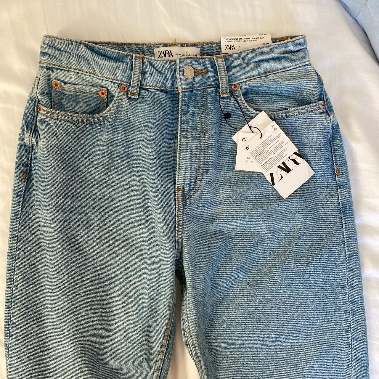 Zara mid blue premium straight leg jeans, brand new... - Depop