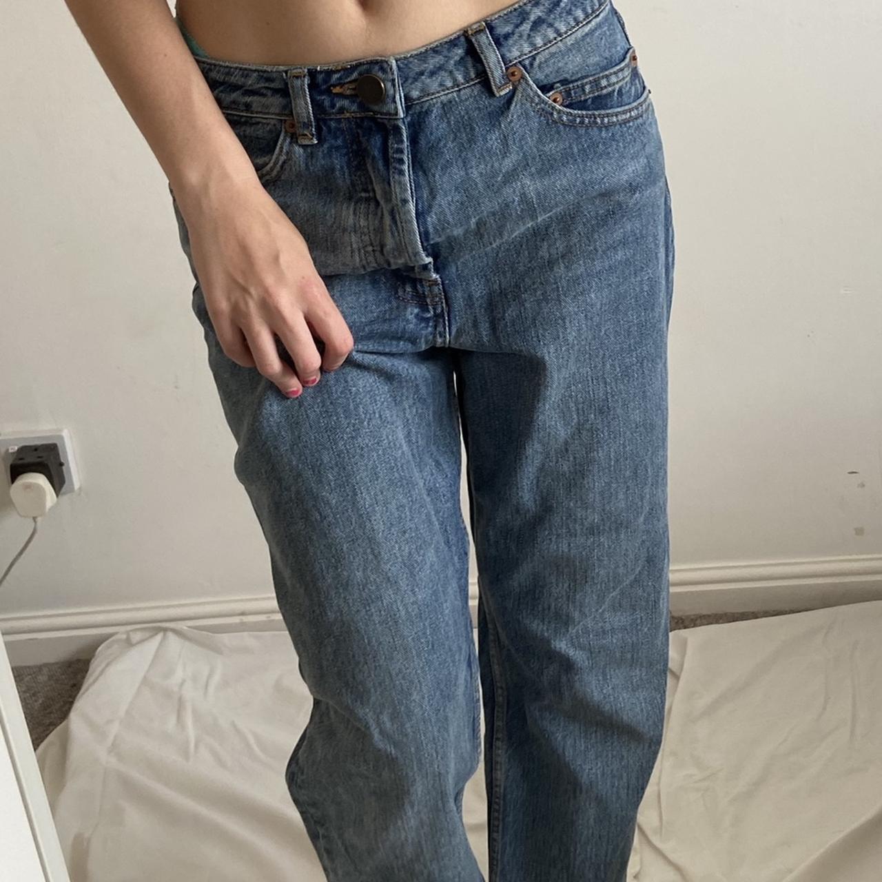 asos mom jeans straight leg baggy light wash... - Depop