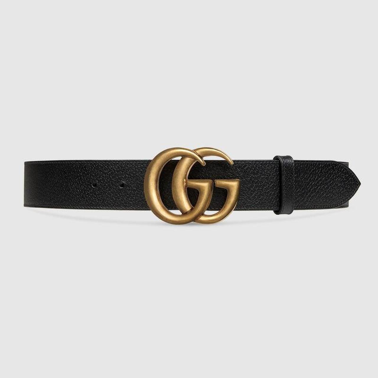 Gucci Women's Black and Gold Belt | Depop