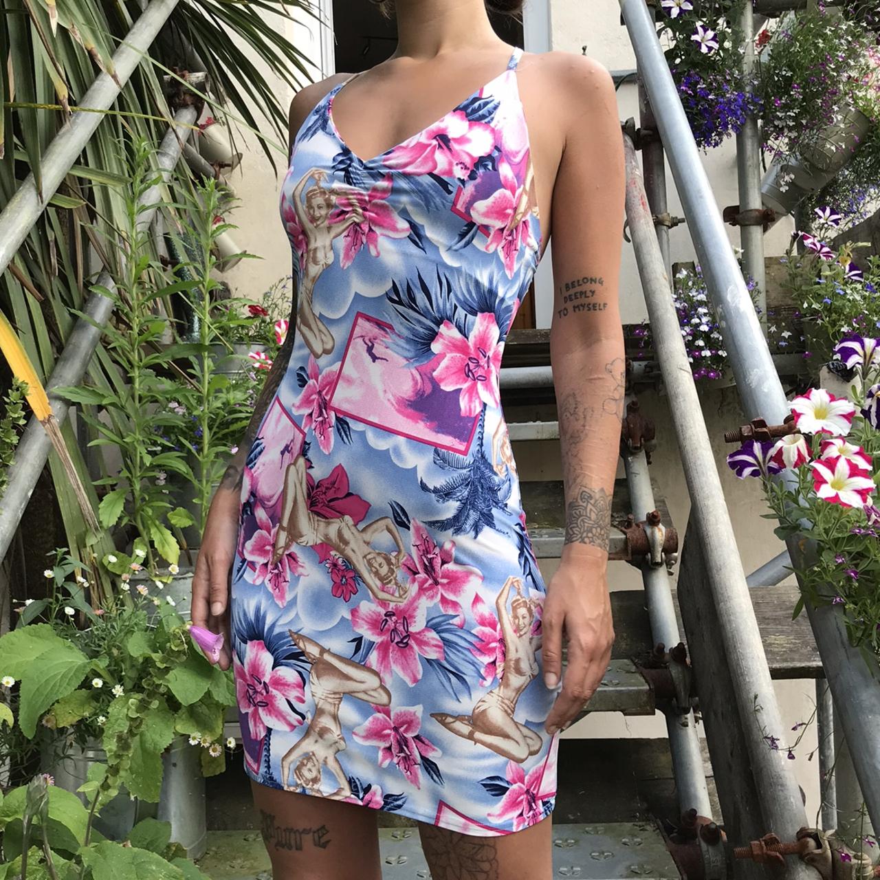 Women's Blue and Pink Dress | Depop