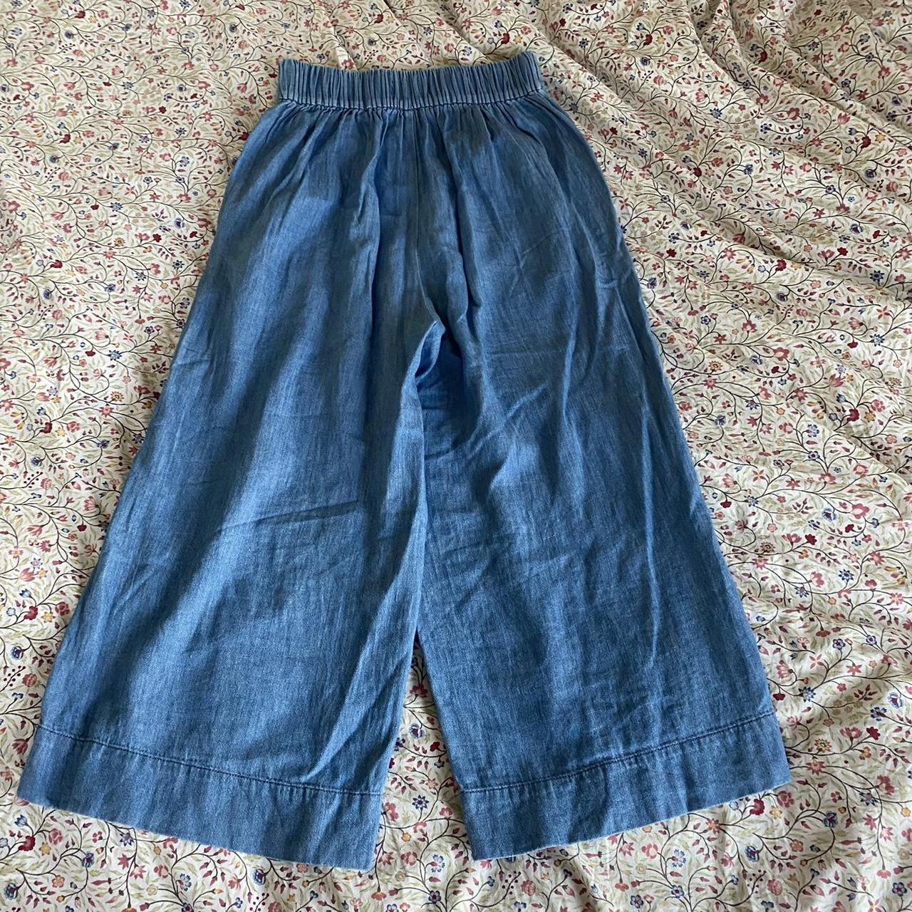 Madewell wide leg chambray pants, stretchy elastic... - Depop