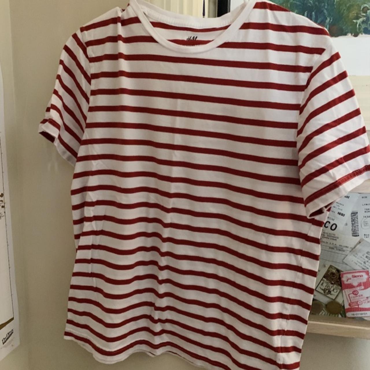 h&m red and white striped tshirt! only worn a few... Depop