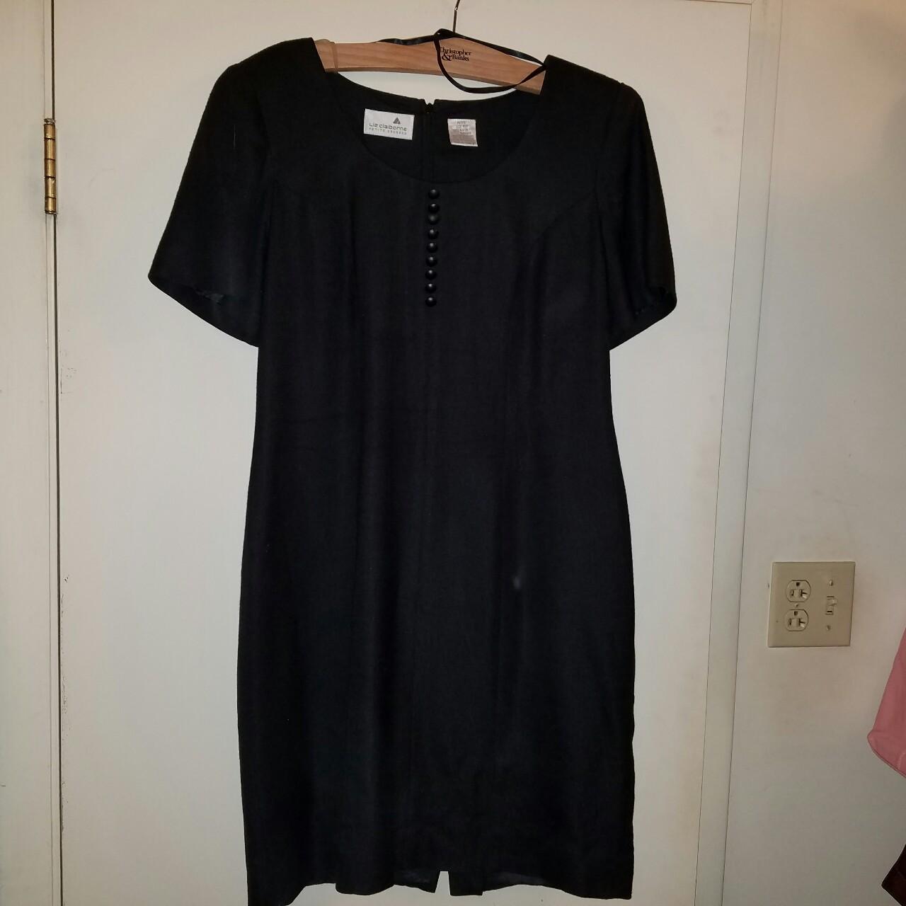 retro Liz Claiborne black dress Petite size 12 zips... - Depop