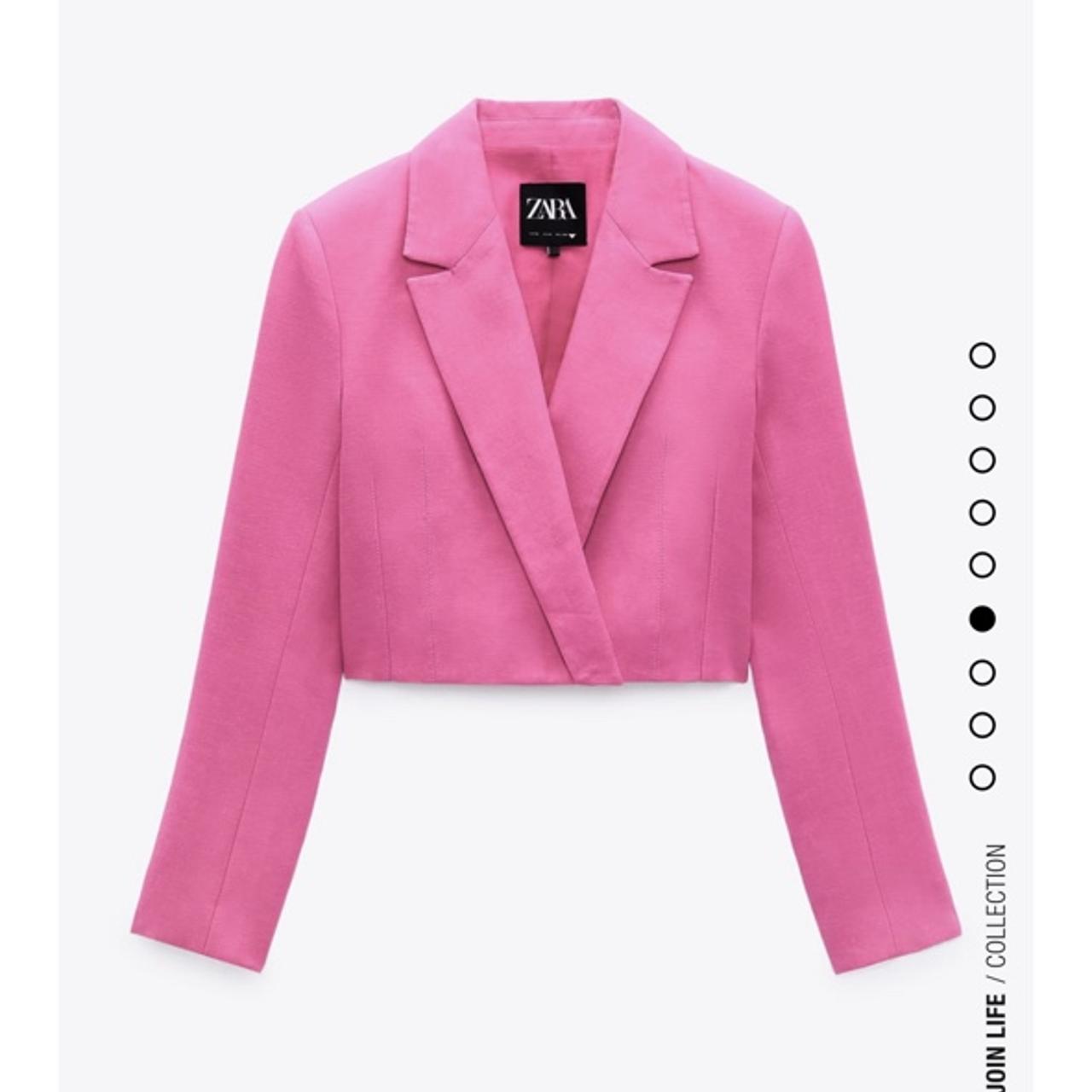 zara pink blazer cropped