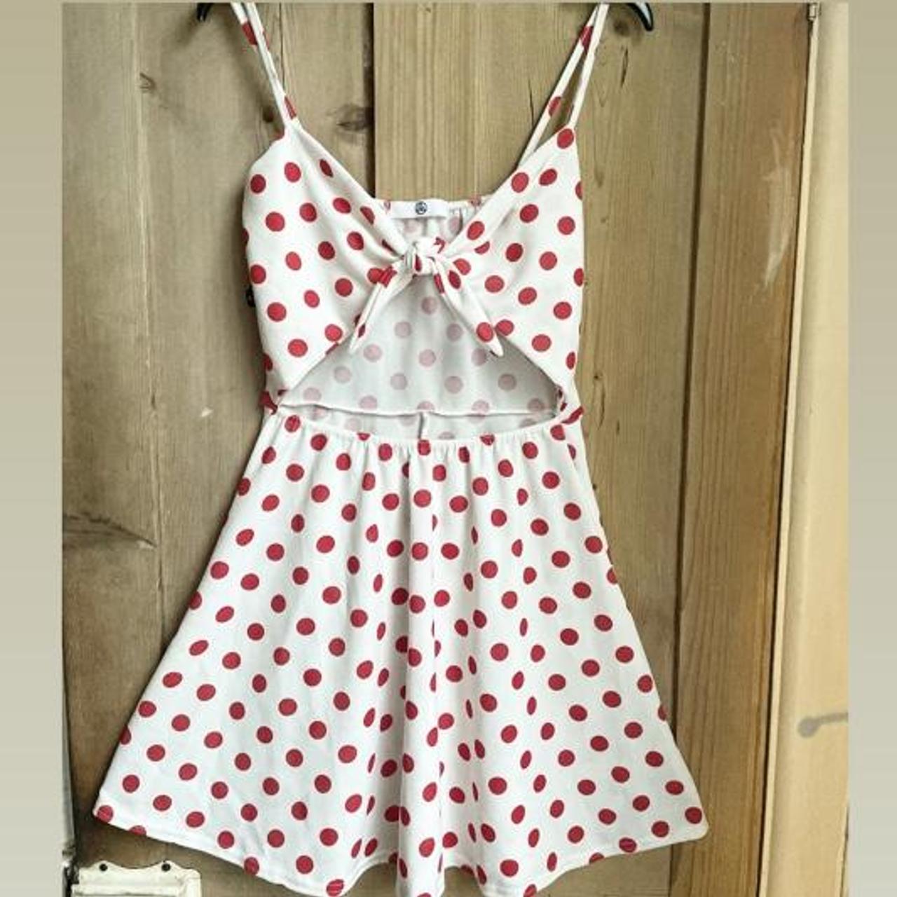 polka dot tie front dress