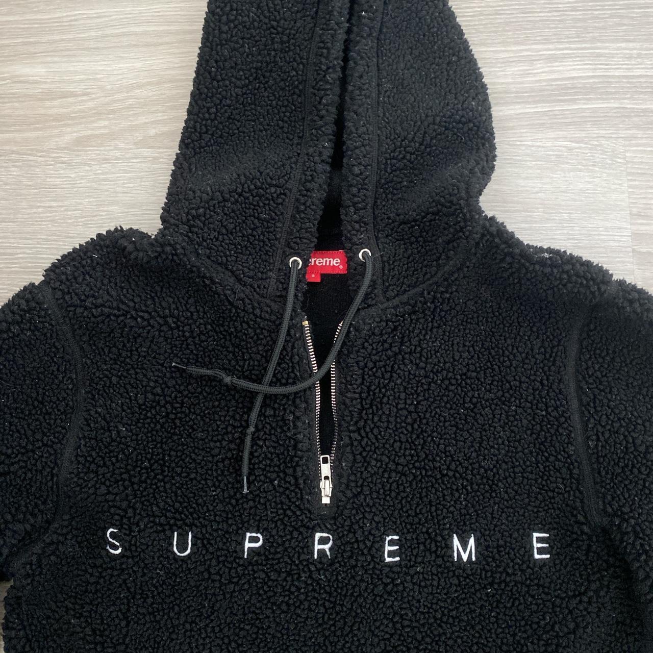 Genuine black Supreme Sherpa fleece pullover Worn a. Depop