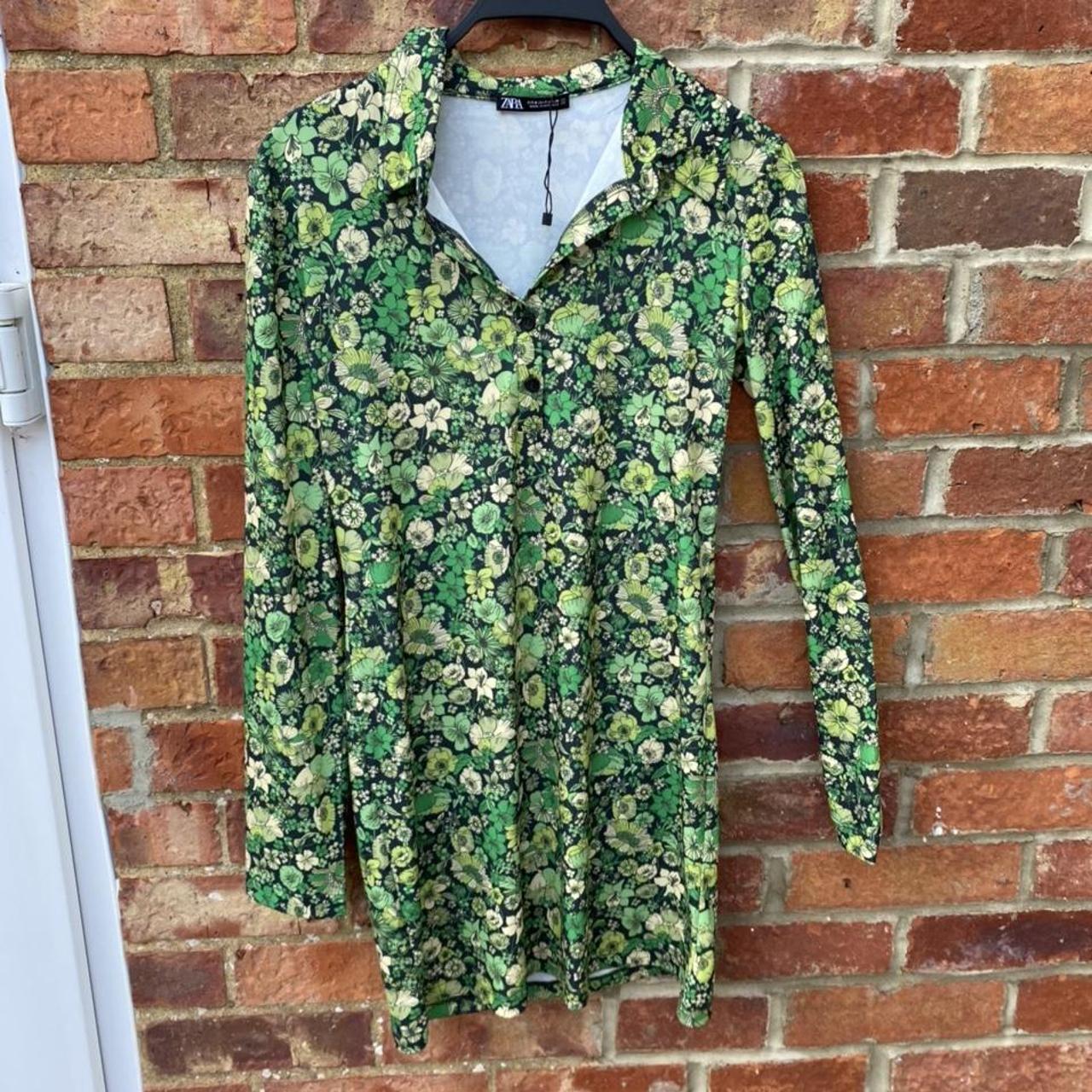 zara green retro dress