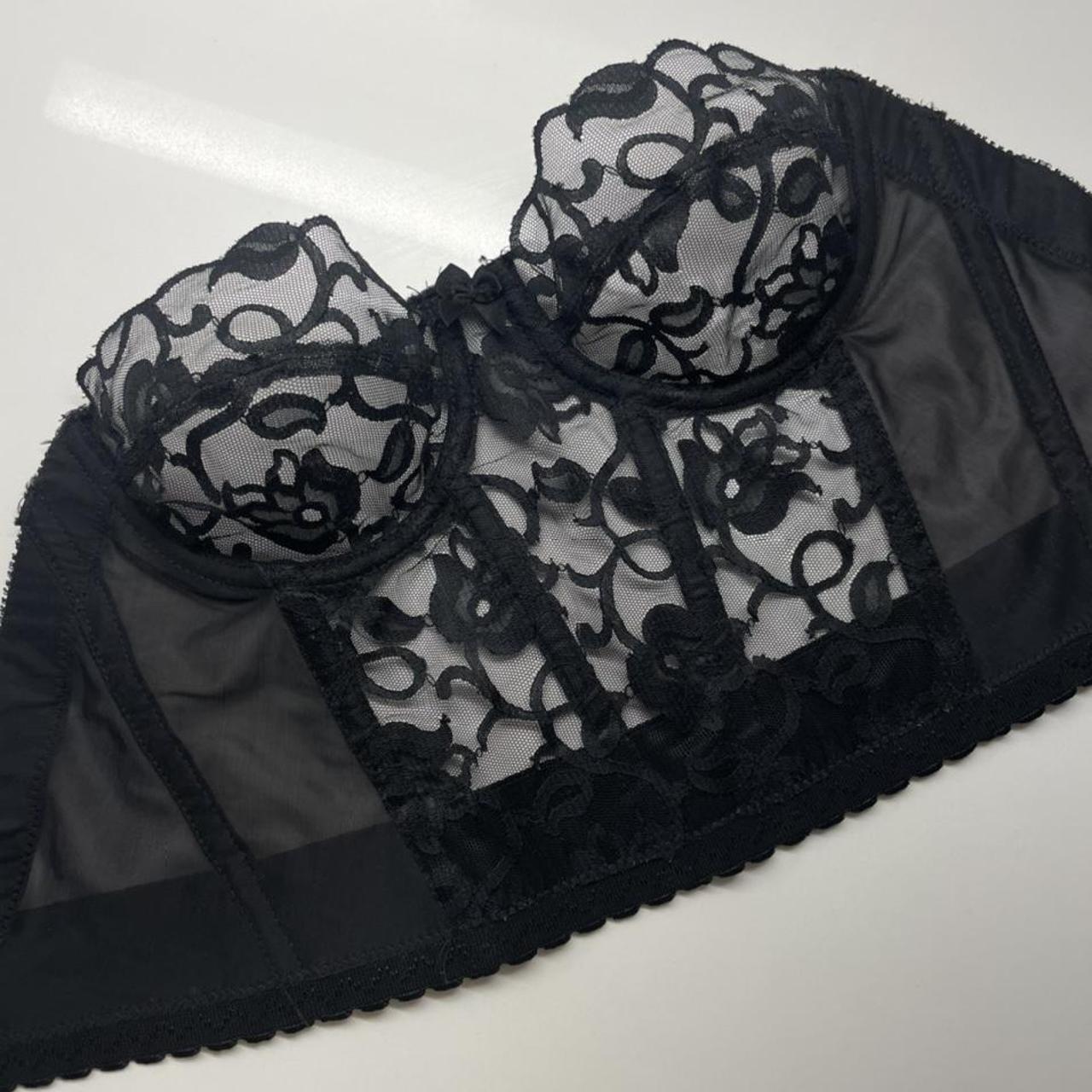 Victoria's Secret black lace bustier Size 34 B - Depop