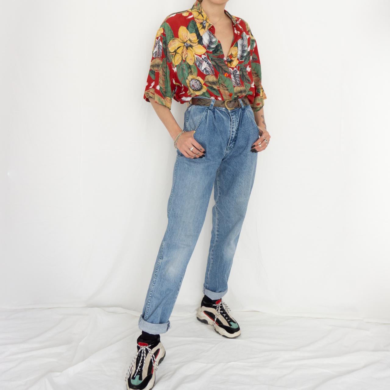 High-waisted 80s jeans with pleats on the front, 3... - Depop