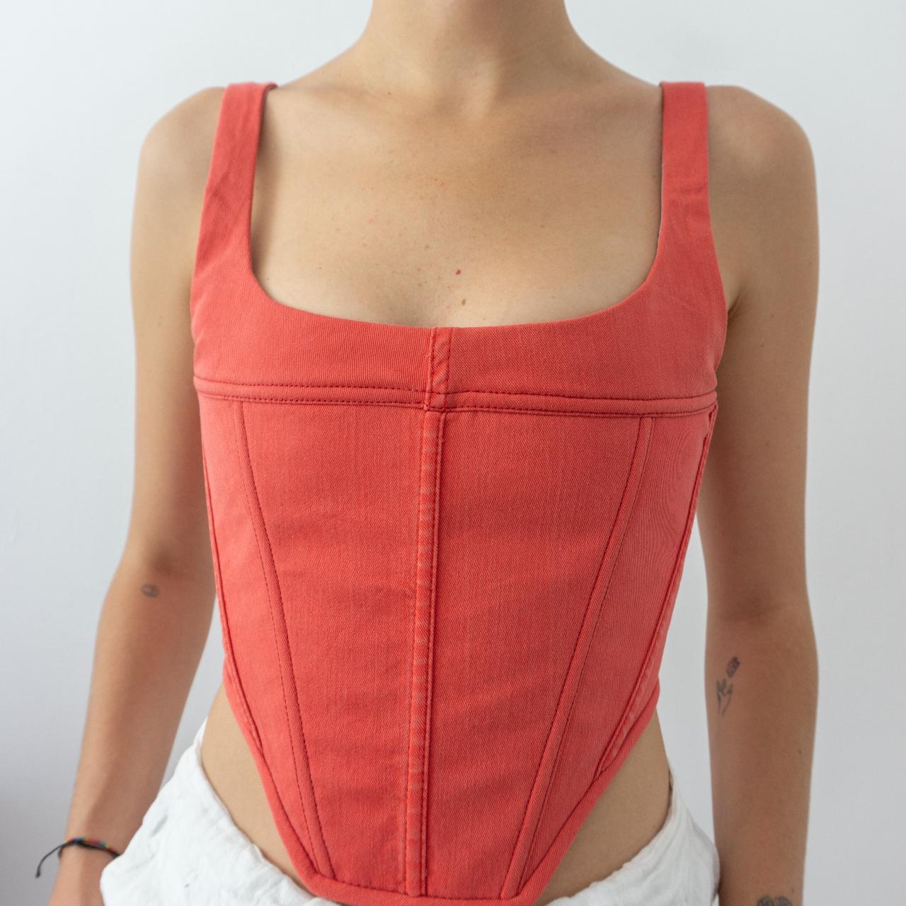 Red denim victorian corset reworked Pre-Order – Maria Jovrea