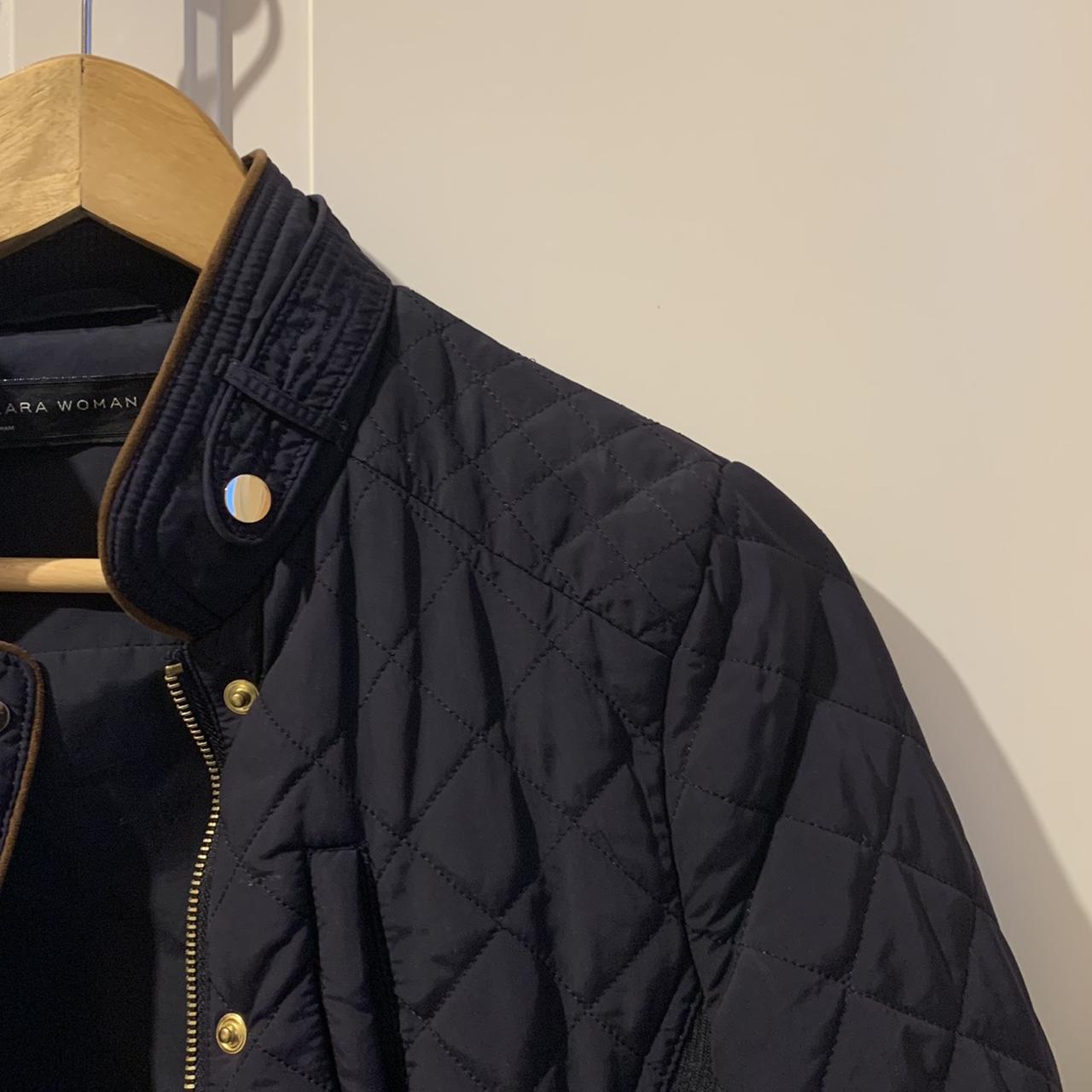Zara Navy Quilted Jacket Size XS Worn a few... - Depop