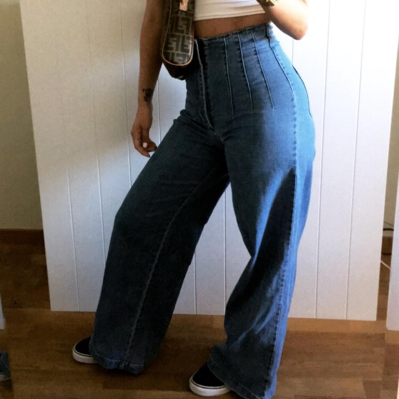 Really stretchy high waisted bell bottom pants size... - Depop