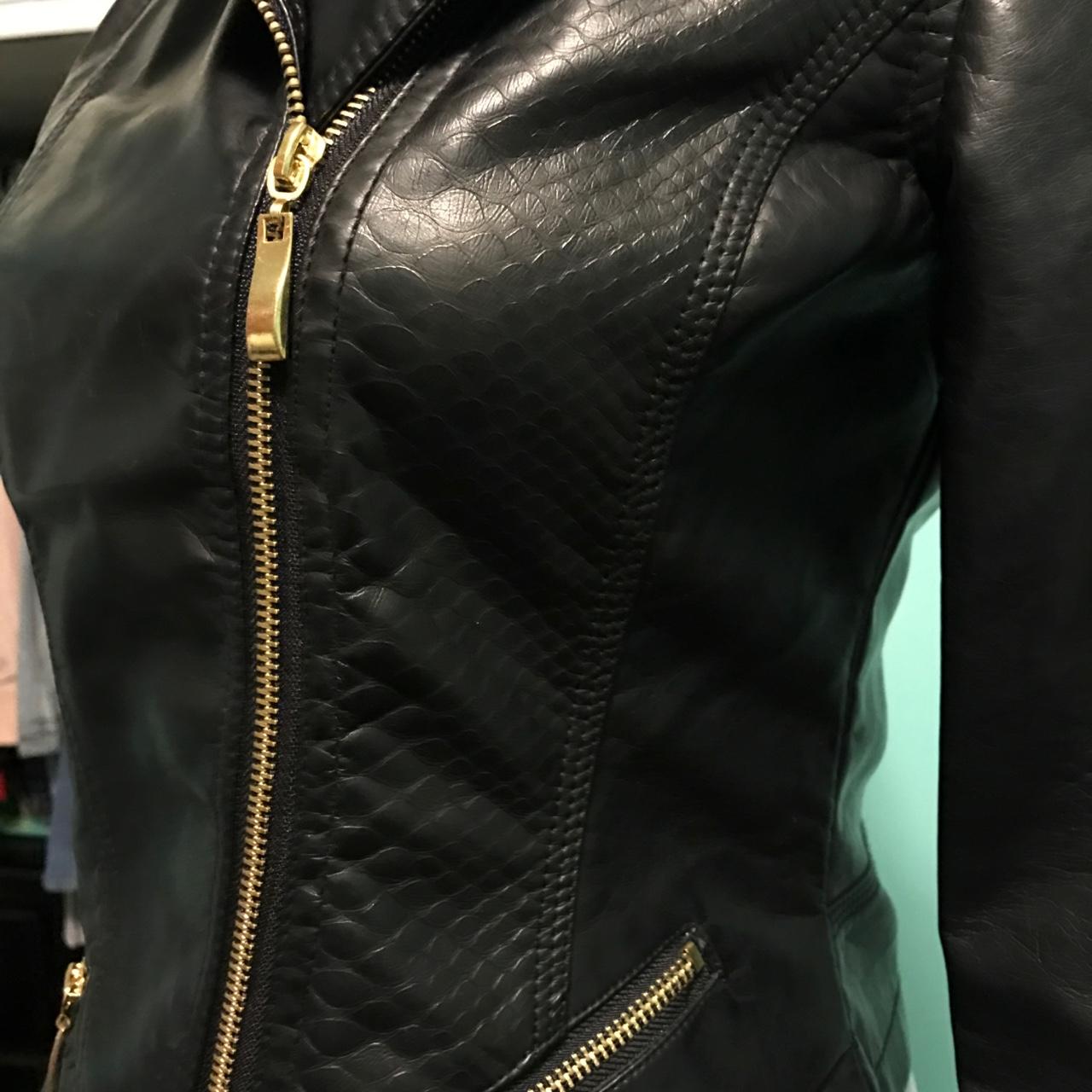 Womens leather jacket hot sale with gold zippers