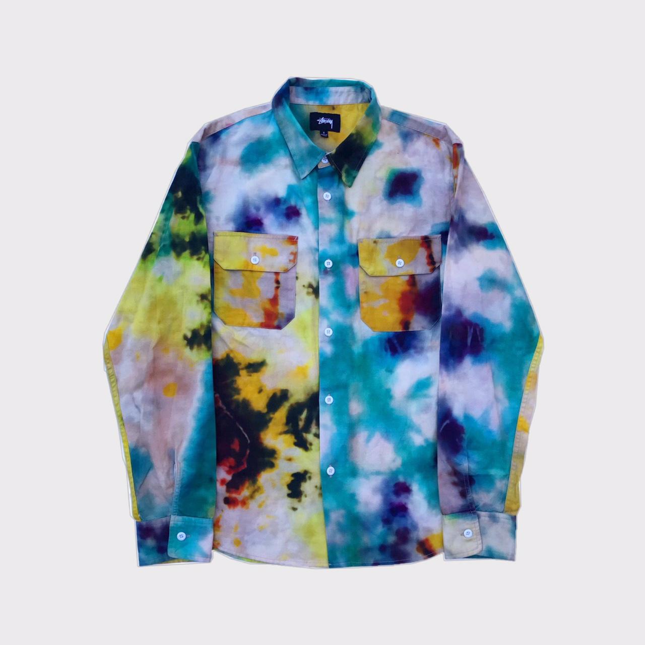 Stussy tie dye button up shirt SIZE:... - Depop