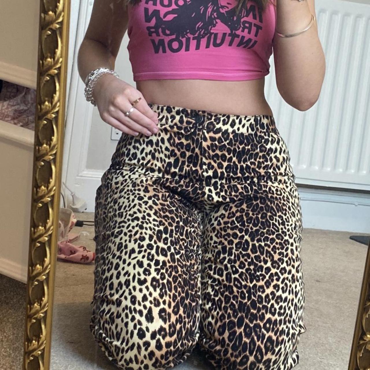 leopard flared trousers