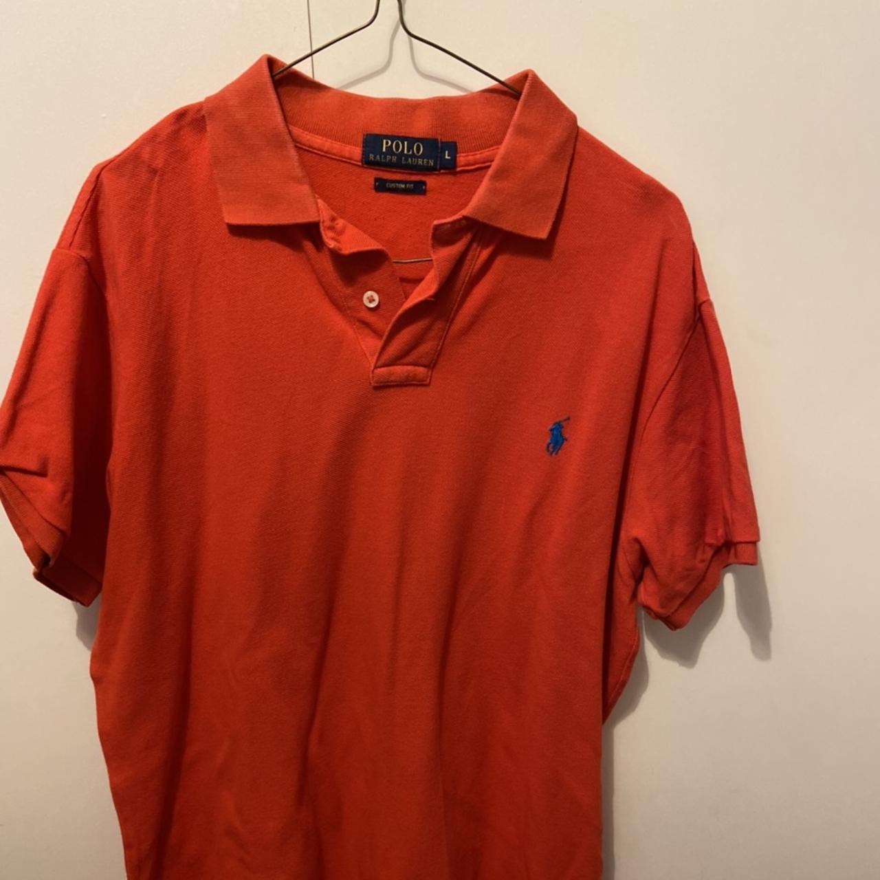Men’s red Ralph Lauren polo shirt, worn in good... - Depop