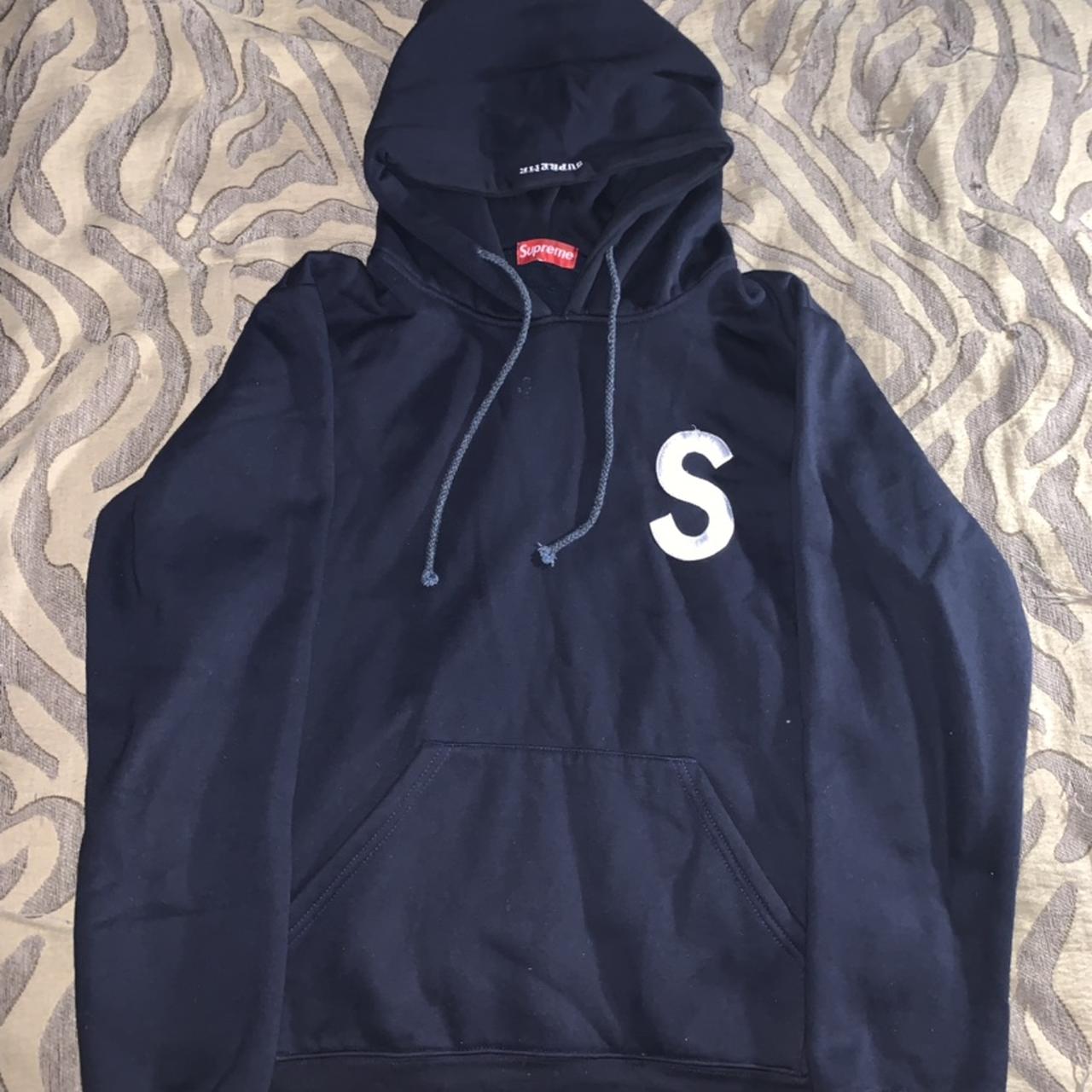 Supreme s shop logo hoodie navy