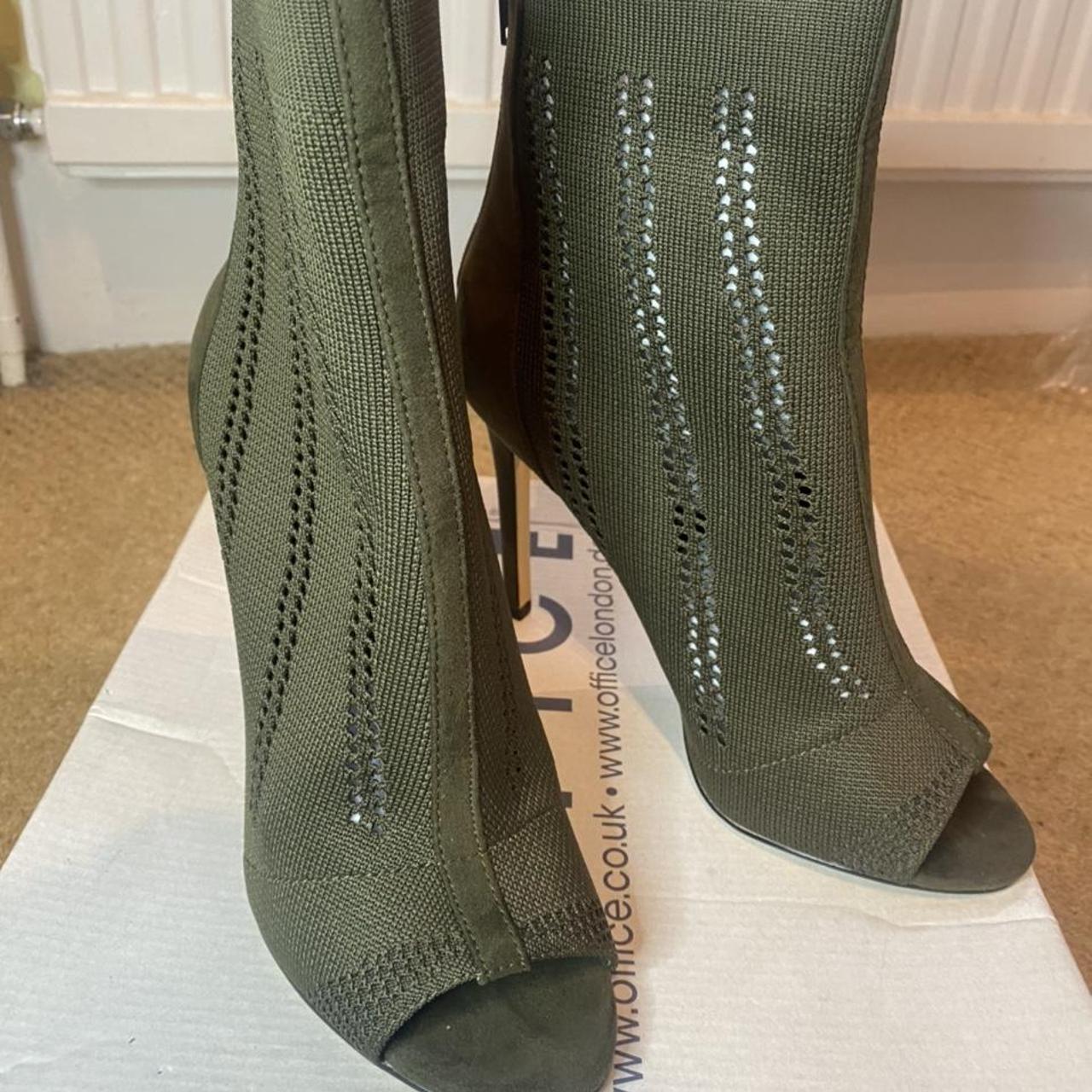 Office Women's Khaki and Green Boots | Depop