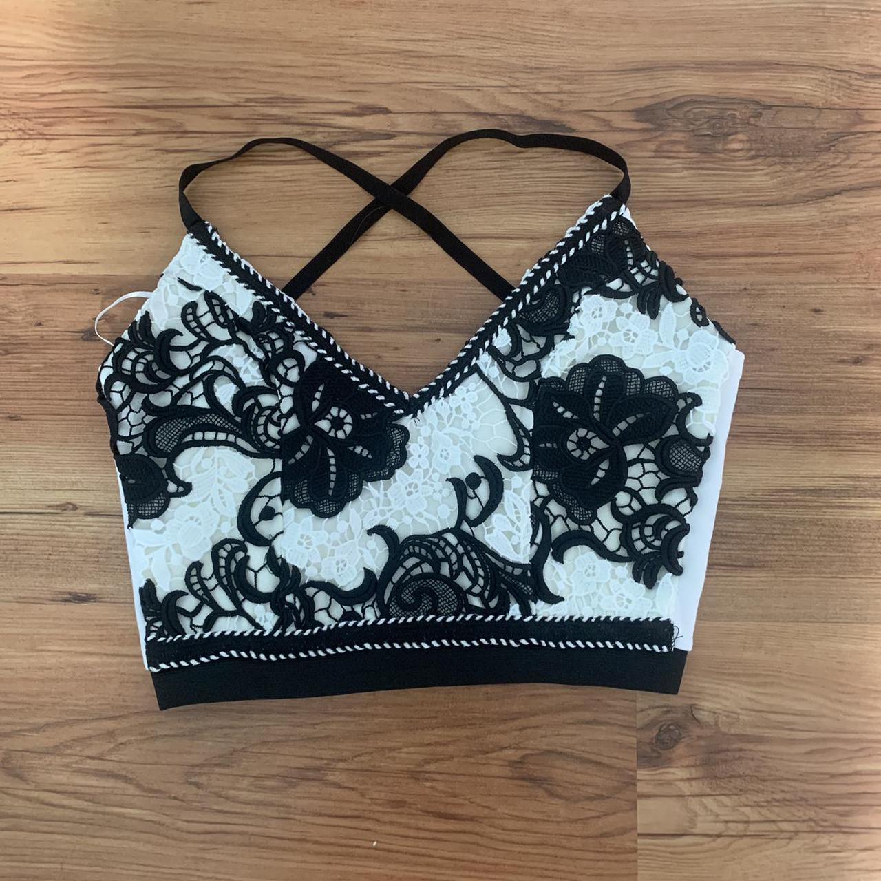 Detailed lace crop top. Crossover back. Perfect for... - Depop