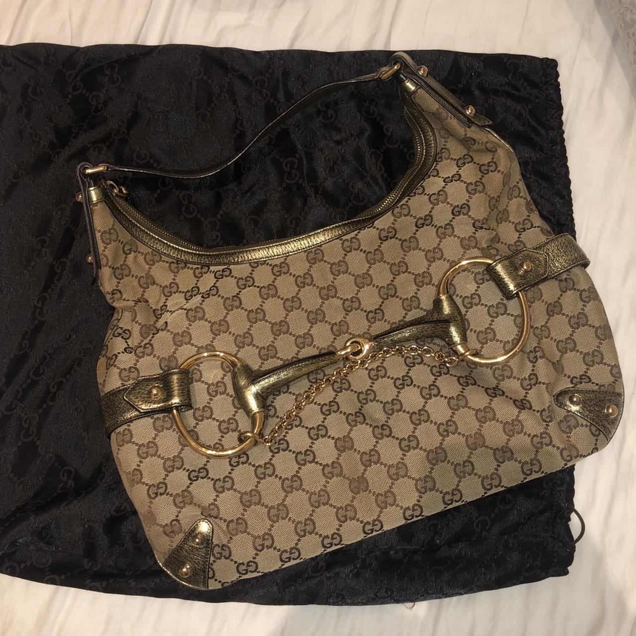 Authentic vintage Gucci tan monogram rectangle - Depop