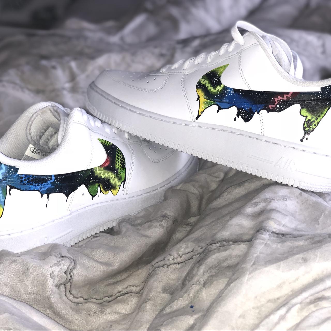 Custom Nike Air Force 1 Ink Drip Air - Depop