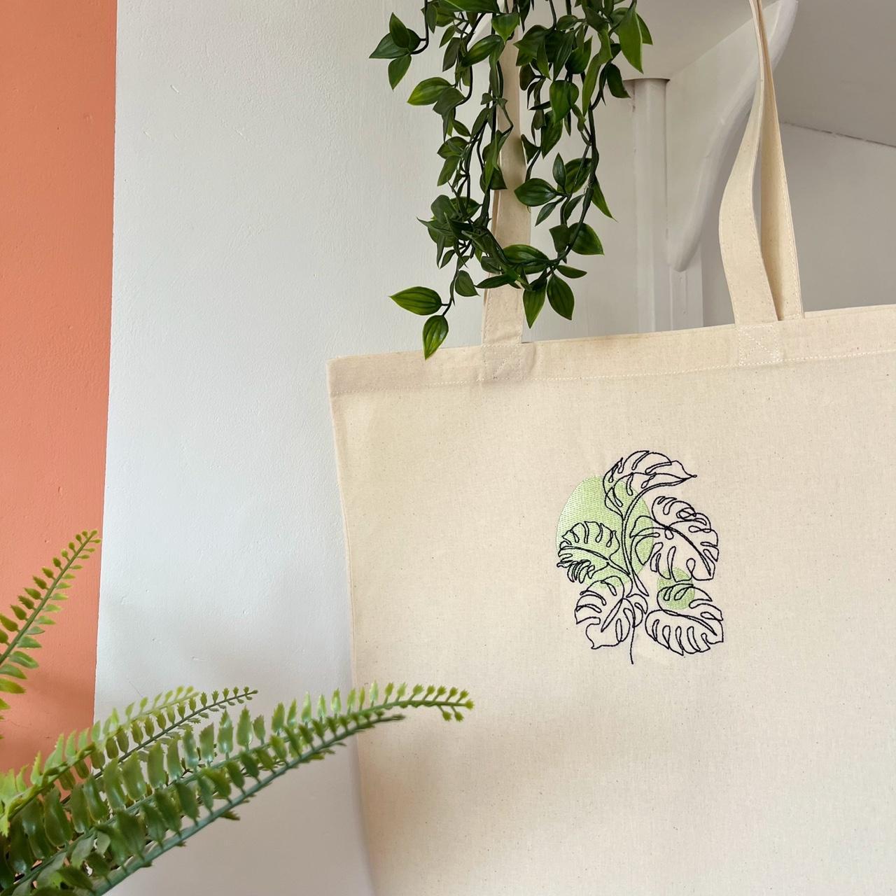 Monstera Plant Embroidered Tote X Cm Depop