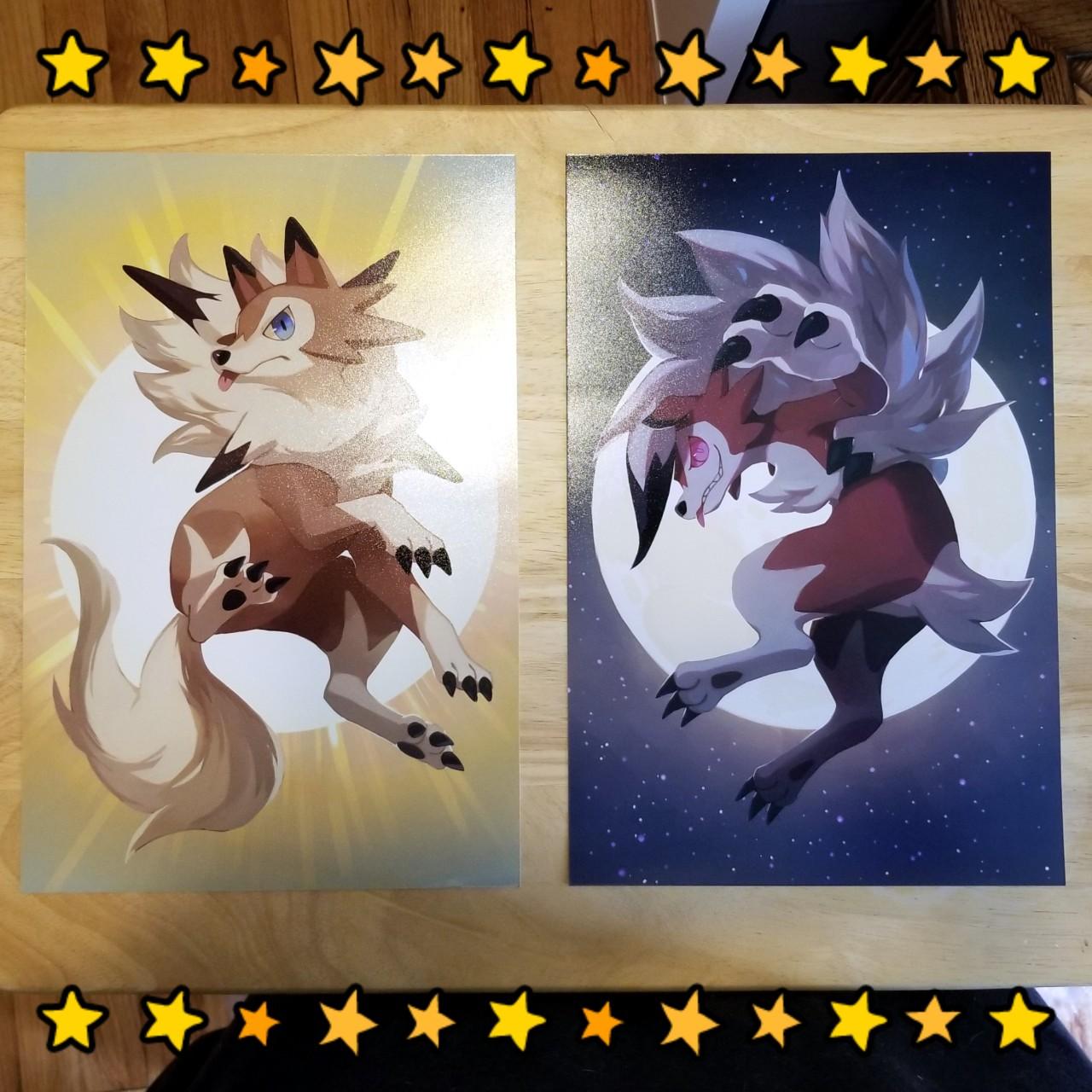 Pokemon fan art prints midday forme Lycanroc &...