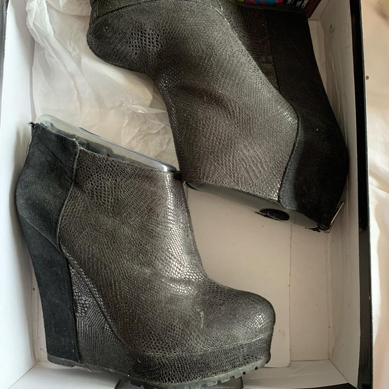 RIVER ISLAND BLACK SUEDE WEDGE HEELS WITH Depop