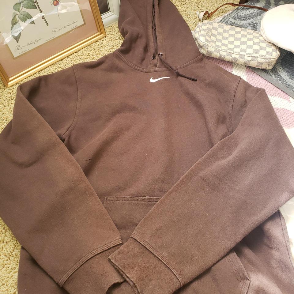 nike center swoosh hoodie brown