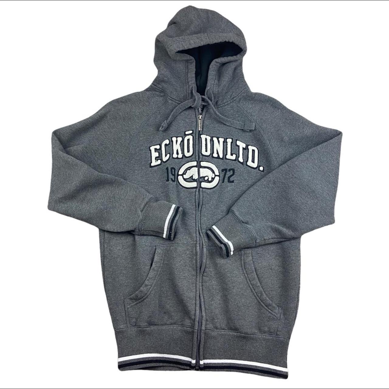 Vintage zip up Ecko Hoodie, grey in colour with... Depop