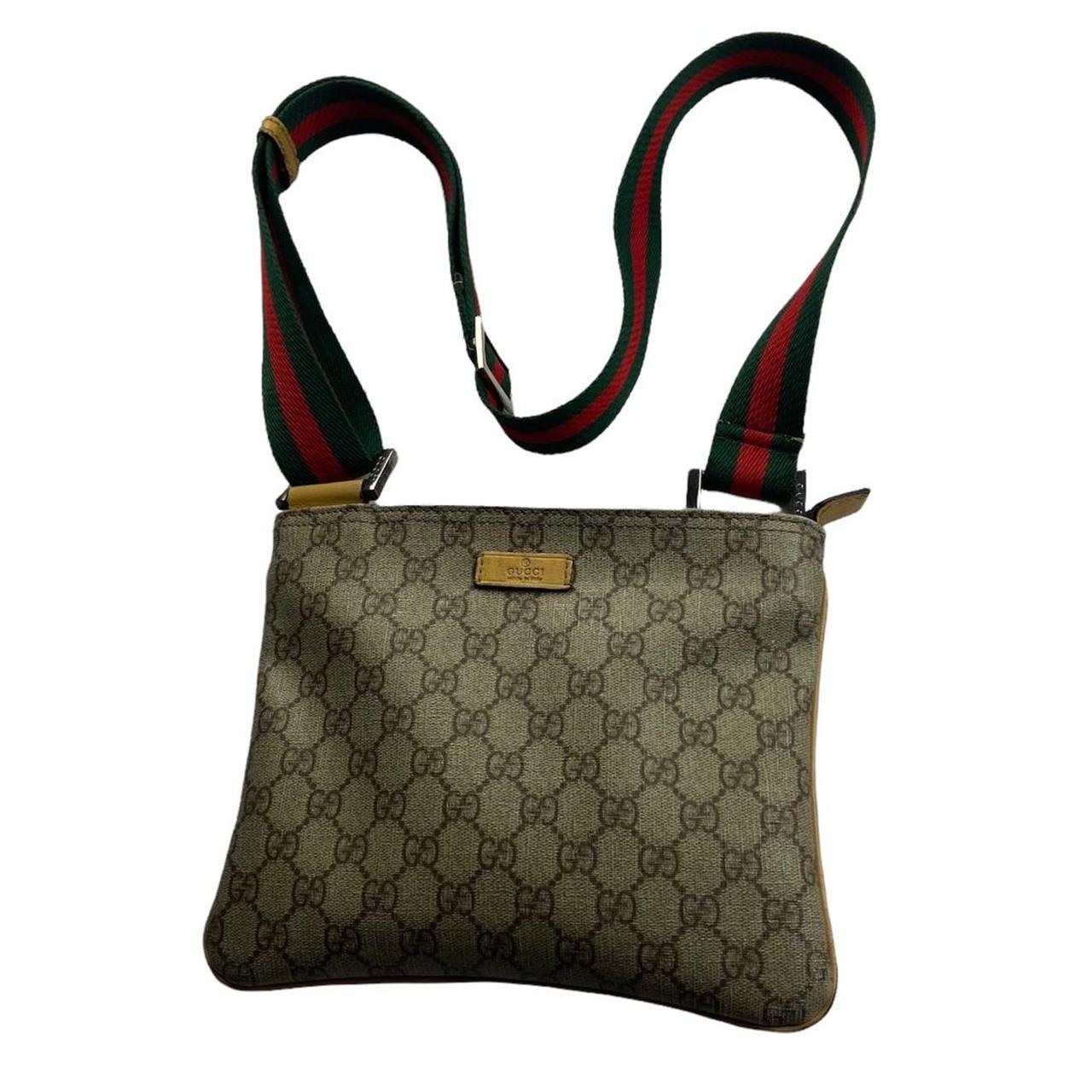 2000s leather Gucci monogram messenger bag,... Depop