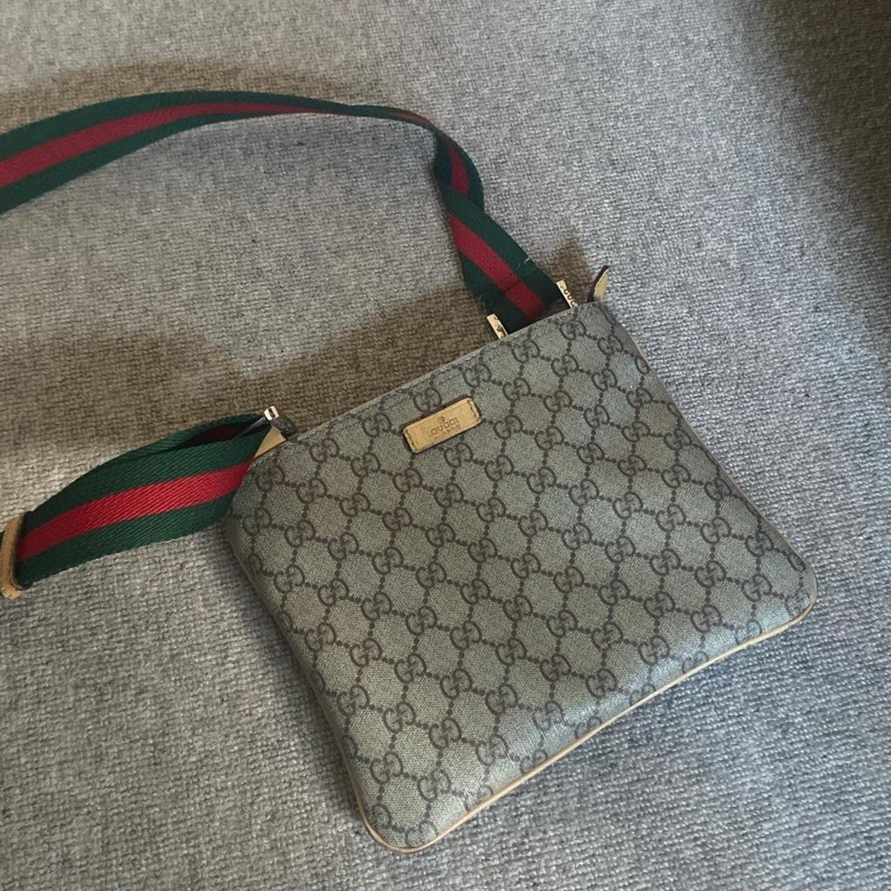 2000s leather Gucci monogram messenger bag,... Depop